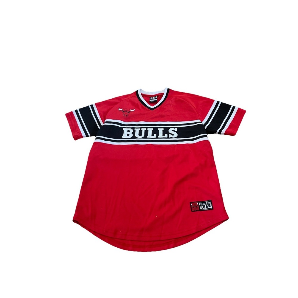 NBA UNK Chicago Bulls Warm Up Jersey Size Medium Red Black & White Striped